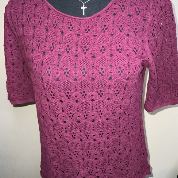 Ann Taylor loft burgundy lace blouse - Picture 6 of 6